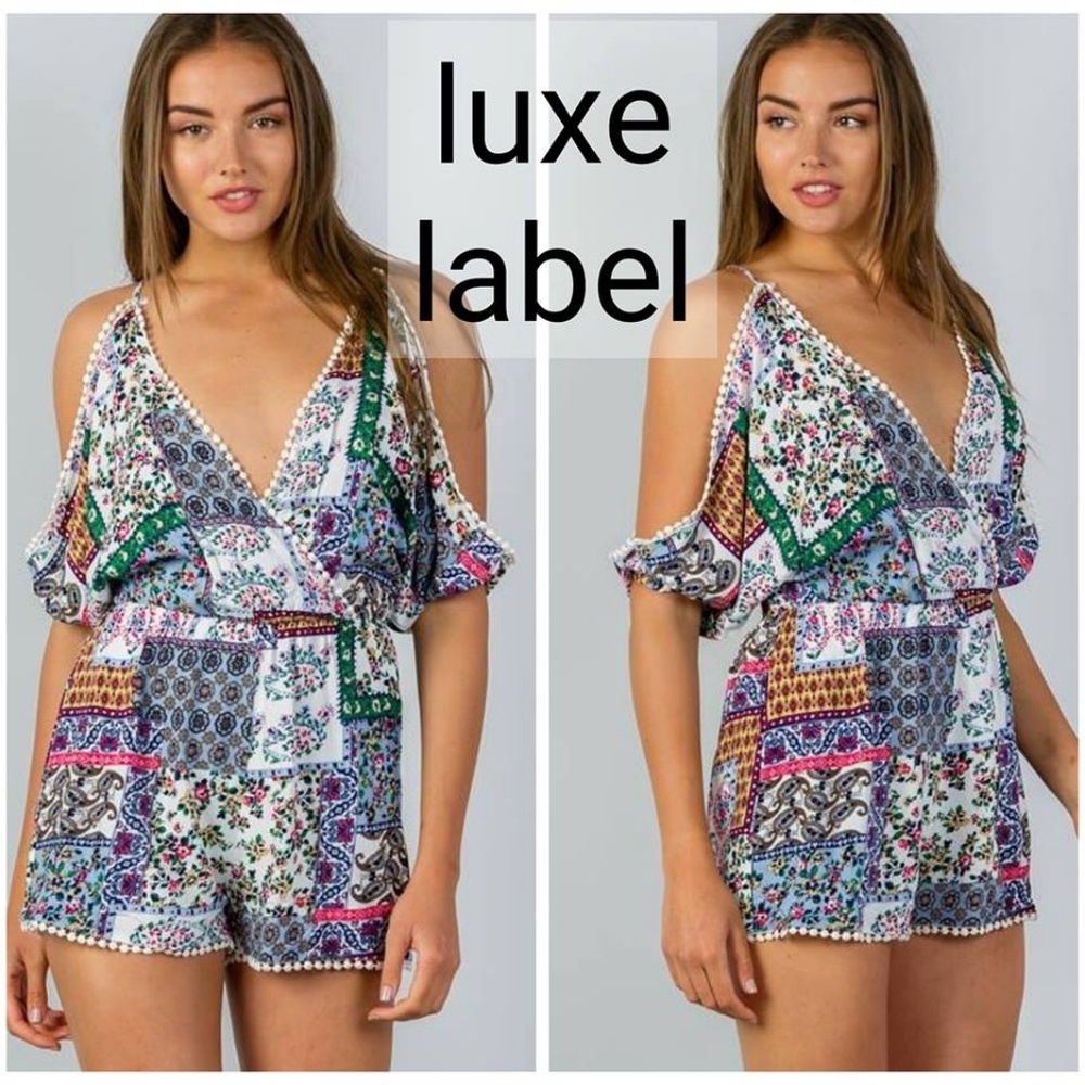 MIXED PRINT POM POM ROMPER - white - Picture 5 of 8